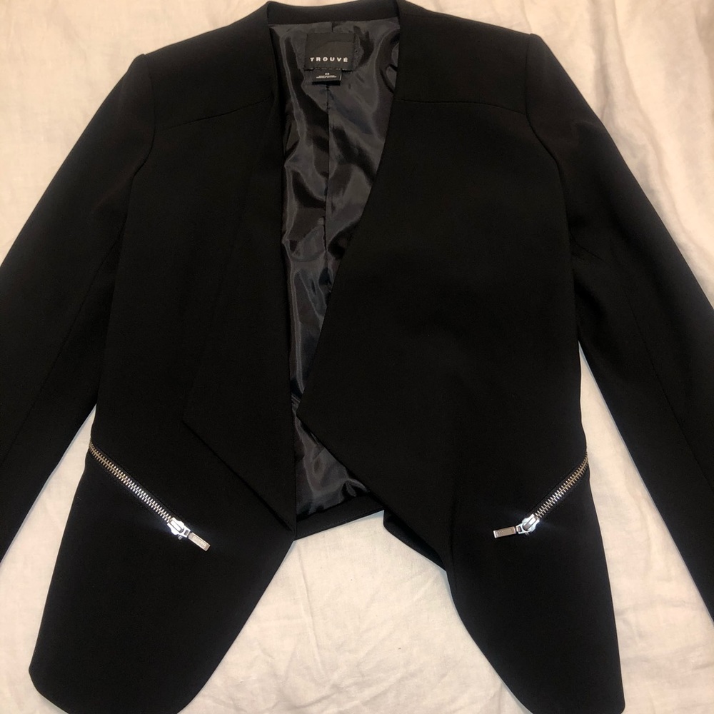 Trouve Black ZIP Pocket Blazer
